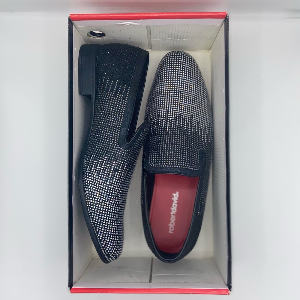 Robert David Black and Silver Slip-On Loafers